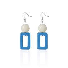 Load image into Gallery viewer, blue handcrafted earrings on white background

