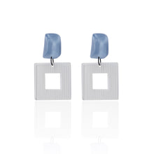 Load image into Gallery viewer, blue handcrafted earrings on white background
