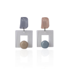 Load image into Gallery viewer, Morandi pink and blue handcrafted earrings on white background
